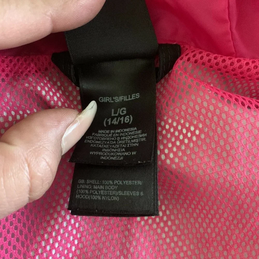 The North Face Girls Black and Pink Windbreaker Hyvent Jacket Size L 14/…